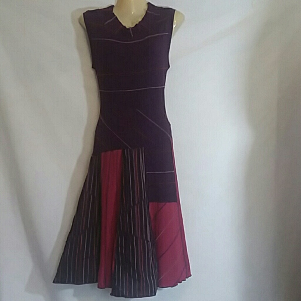 Kao Pao Shu Sarajevo Mixed Media Knit Dress Womens Medium